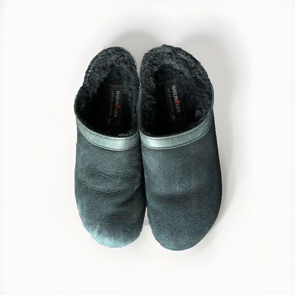 Haflinger Black Snow Bird Fur Lined Cork Comfort Slip On EU 39 Clogs US 8.5 - Picture 8 of 9